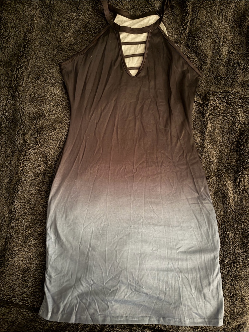 Strappy Halter Ombre Mini Dress in Black and Blue